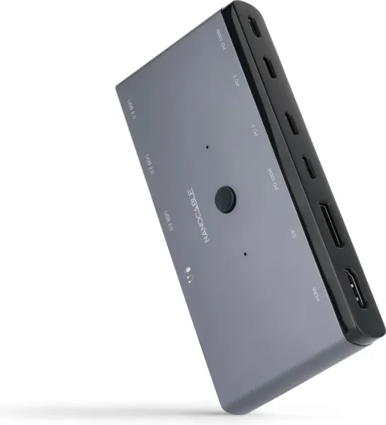 Switch Conmutador 8K Nanocable 10.12.0003/ 1x HDMI/ 1x DisplayPort/ 3x USB/ 2x USB Tipo-C/ 1x Jack 3.5mm/ 2x USB Tipo-C PD