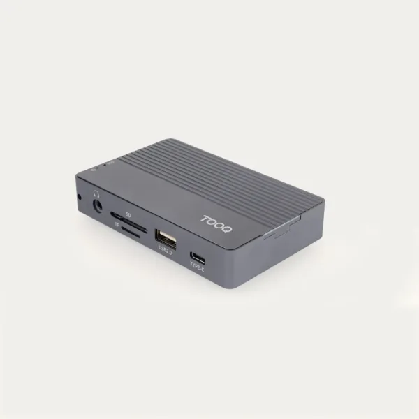 Docking/Caja Externa USB Tipo-C TooQ TQE-2242G/ Ranura SSD M.2/ 1xHDMI/ 1xRJ45/ 1xUSB/ 1xUSB Tipo-C/ 1xLector Tarjetas/ 1x Jack 3.5/ 1xUSB Tipo-C PD