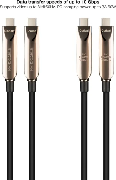 Cable USB 3.2 Tipo-C AOC Nanocable 10.01.4605/ USB Tipo-C Macho - USB Tipo-C Macho/ Hasta 60W/ 10Gbps/ 5m/ Negro