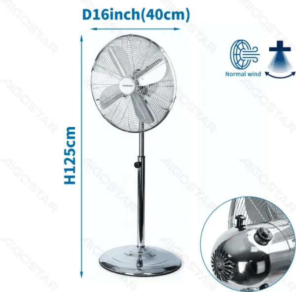 Ventilador de Pie 50W Cromado Aigostar