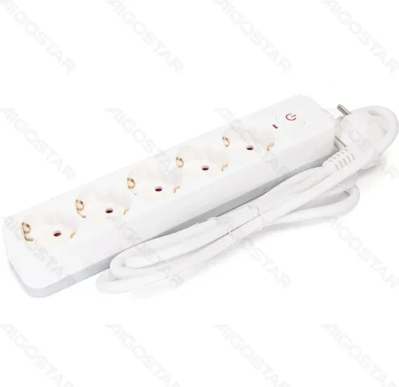 Regleta Protectora Serie L 5 Tomas con Interruptor 1.5 M Blanca Aigostar