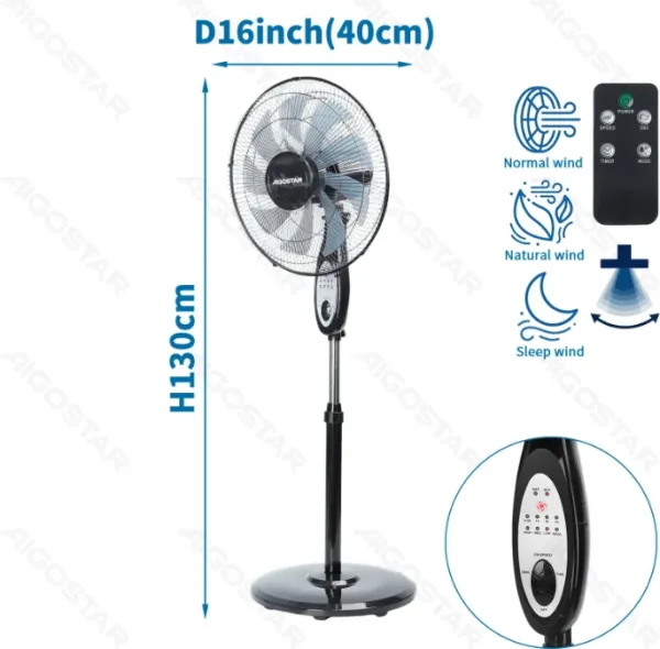 Ventilador de Pie 55W Negro Aigostar