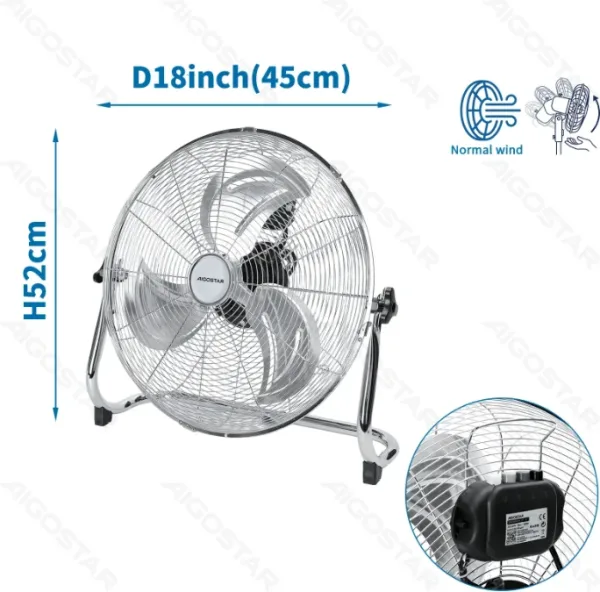 Ventilador de Suelo Industrial 100W Cromado Aigostar