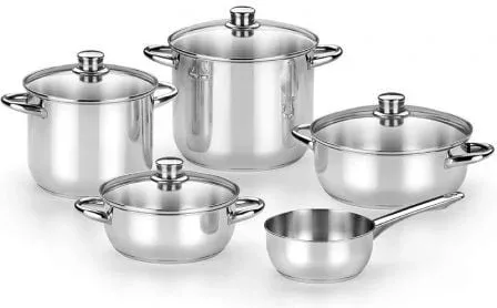 Pack Batería de Cocina Monix Optima2 M450001/ Cazo Ø16cm/ Ollas Ø20 - 24cm/ Cacerolas Ø20 - 24cm/ Acero Inoxidable/ Apta para Inducción