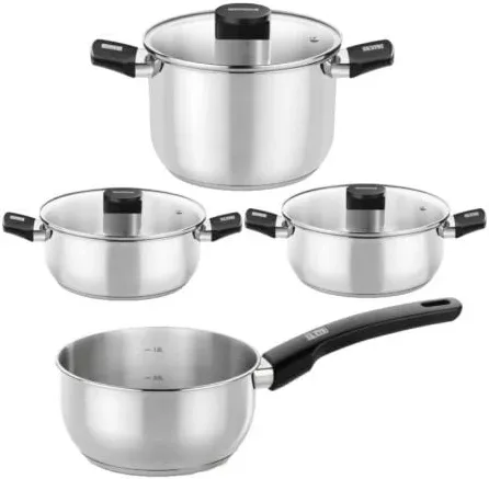 Pack Batería de Cocina Elite Monix M240001/ Cazo Ø14cm/ Ollas Ø24cm/ Cacerolas Ø20 - 24cm/ Acero Inoxidable/ Apta para Inducción