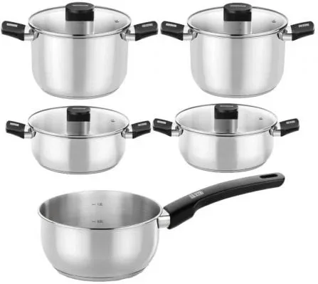 Pack Batería de Cocina Elite Monix M240002/ Cazo Ø14cm/ Ollas Ø20 - 24cm/ Cacerolas Ø20 - 24cm/ Acero Inoxidable/ Apta para Inducción