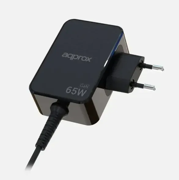 CARGADOR USB DE VIAJE/PARED TYPE-C 65W GaN NEGRO APPROX