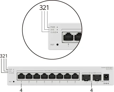 Huawei S210-24T2J (24*10/100/1000Base-T Ports, 2*2.5Ge Sfp Ports, Built-In AC Power, Fanless)