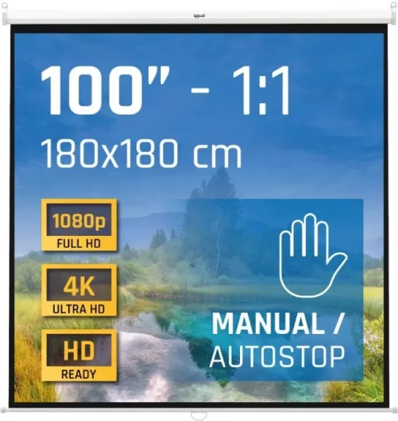 iggual Pantalla manual 1:1 100" 180x180 cm