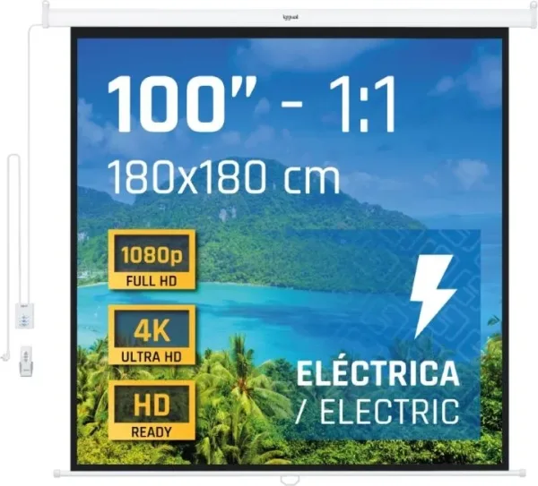 iggual Pantalla eléctrica 1:1 100" 180x180 cm