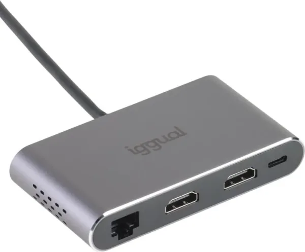 iggual Hub C 8 en 1 2xHDMI 2xUSB 2xSD RJ45 PD100W