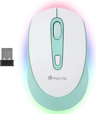 Ratón Inalámbrico NGS Smog Mint-RB/ Batería recargable/ Hasta 2400 DPI/ Verde Menta