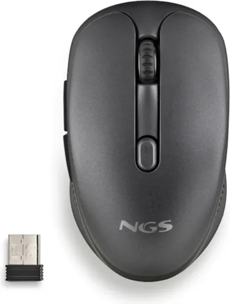 Ratón Inalámbrico NGS Evo Rust/ Batería recargable/ Hasta 1600 DPI/ Negro