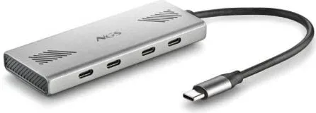 Hub USB Tipo-C NGS Wonder4-C/ 4xUSB Tipo-C/ Gris