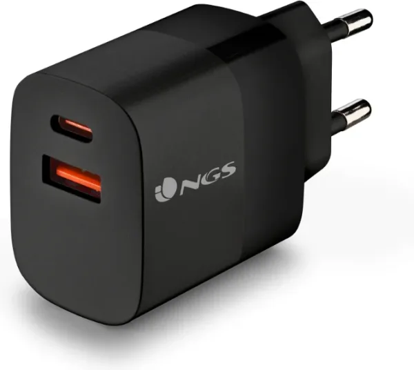 CARGADOR PARED GaN2 USB-C + USB-A 33W NEGRO NGS