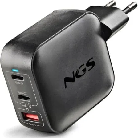 Cargador de Pared GaN NGS BUD100WTINY 100W/ 2xUSB Tipo-C/ 1xUSB/ 100W