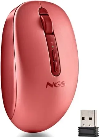 Ratón Ergonómico Inalámbrico NGS Fog Dual FOGDUALRED Silencioso/ Hasta 1600 DPI/ Rojo