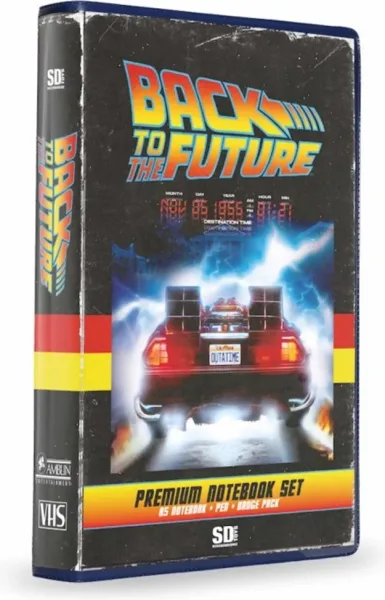 Set papeleria vhs SD toys regreso al futuro libreta chapas y boligrafo