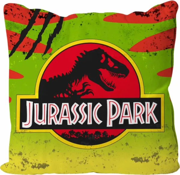 Cojin cuadrado logo coche jurassic park envasado vacio