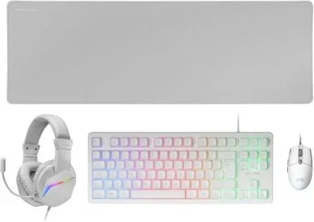 Pack Gaming Mars Gaming MCP-RGB3W/ Teclado RGB + Ratón Óptico + Alfombrilla XXL + Auriculares