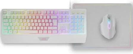 Pack Gaming Mars Gaming MCP124/ Teclado H-MECH  + Ratón Óptico + Alfombrilla/ Blanco