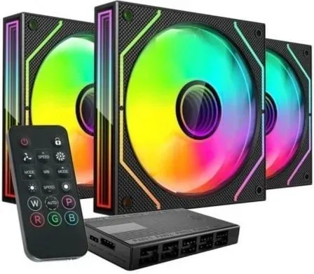 Pack 3 Ventiladores Mars Gaming MF-3DPROKIT/ 12cm + HUB + Mando a Distancia/ ARGB