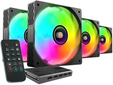 Pack 4 Ventiladores Mars Gaming MF-SI4KIT/ 12cm + HUB + Mando a Distancia/ ARGB