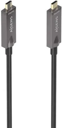 Cable USB 3.1 Tipo-C Aisens AOC A157-0883/ USB Tipo-C Macho - USB Tipo-C Macho/ Hasta 60W/ 10Gbps/ 15m/ Negro