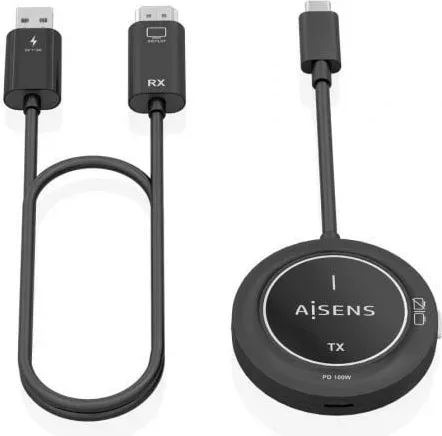Adaptador/Transmisor de vídeo inalámbrico USB Tipo-C - HDMI Aisens ASWL-H2KC30M004-BK/ 100W