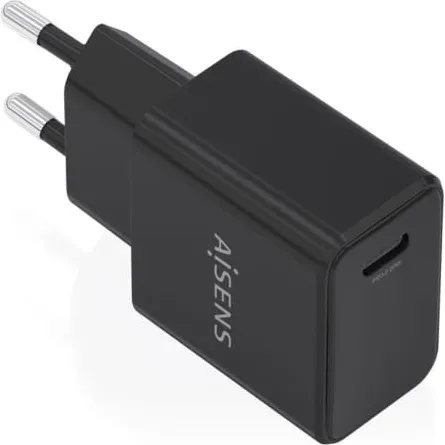 Cargador de Pared GaN Aisens A110-1024/ 1xUSB Tipo-C/ 20W/ Negro