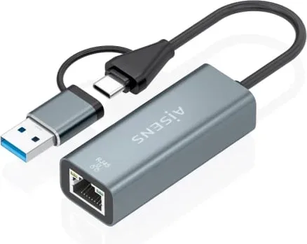 Adaptador USB + USB Tipo-C 3.2 - RJ45 Aisens A109-1032/ 1000Mbps