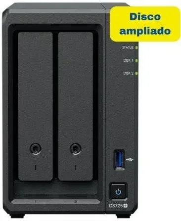 NAS Synology Diskstation DS725+/ 2 Bahías 3.5"- 2.5"/ 4GB DDR4/ 8TB/ Formato Torre