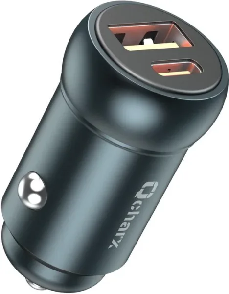Cargador qcharx nyx coche 30w 1x USB tipo a 1x USB tipo c negro