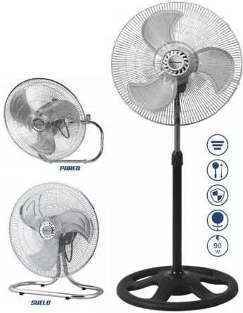 Ventilador 3 en 1 Orbegozo PWS 0547/ Sobremesa/ Pie/ Pared/ 90W/ 3 Aspas 45cm/ 3 velocidades