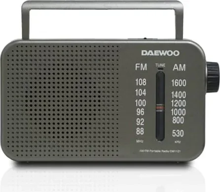 Radio Portátil Daewoo DW1121/con Cable/ a Pilas/ Gris