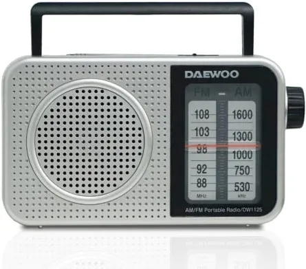Radio Portátil Daewoo DW1125/ a Pilas/ Gris Metalizado