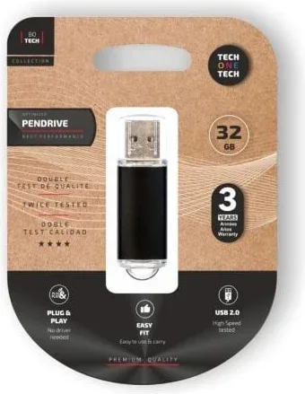 Pendrive 32GB Tech One Tech Basic USB 2.0/ Negro