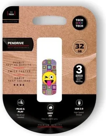 Pendrive 32GB Tech One Tech Emoji guiño USB 2.0