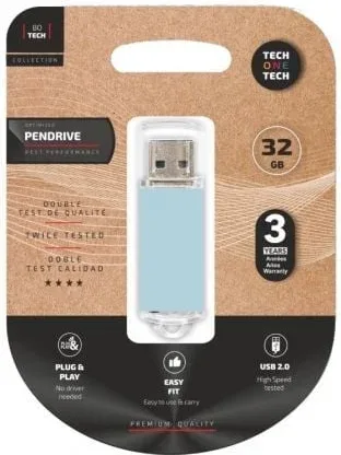 Pendrive 32GB Tech One Tech Basic USB 2.0/ Azul Cielo