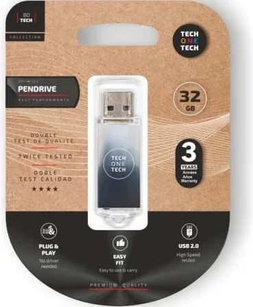 Pendrive 32GB Tech One Tech Be B&W USB 2.0/ Blanco y Negro Degradado