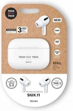 Auriculares Bluetooth Tech One Tech SIUX.11 TEC1411/ con estuche de carga/ Autonomía 6h/ Blancos