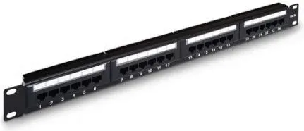 PANEL PARCHEO AISENS 24 PUERTOS RJ45 CAT.5E UTP 19 1U DUAL IDC NEGRO