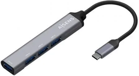 HUB AISENS USB 3.1 USB-C USB-C/M-4XTIPO A/H GRIS 10CM