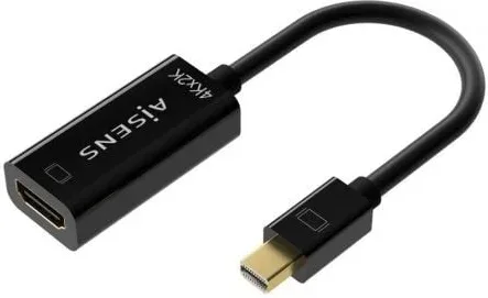 Cable Conversor Aisens A125-0643/ Mini DisplayPort Macho - HDMI Hembra/ Hasta 5W/ 2300Mbps/ 15cm/ Negro
