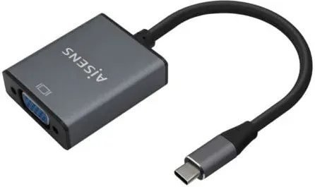 Conversor Aisens A109-0691/ USB Tipo-C Macho - VGA Hembra/ Hasta 27W/ 1250Mbps/ 15cm/ Gris