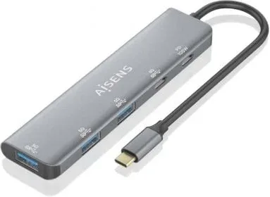 HUB AISENS USB 3.2 GEN1 USB-C/M-USB-C PD100W/H-USB-C/H-3XUSB-A/H