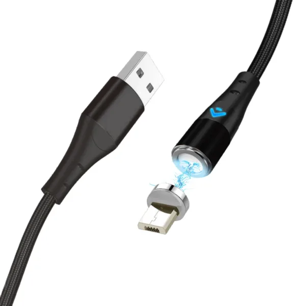 Cable de carga rápida 3a y datos - magnético - micro USB - 1 m