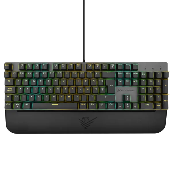 Teclado mecanico gaming phoenix mk1 elite full RGB configurable switches brown USB con reposamuñecas