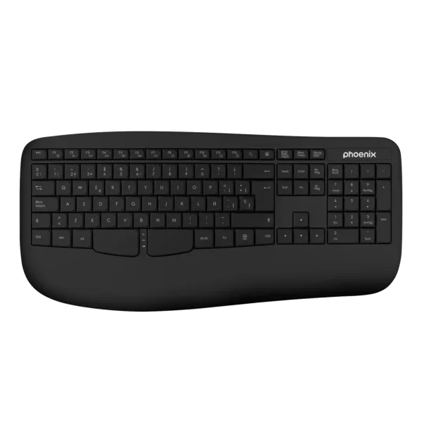 Phoenix k201 teclado ergonomico inalambrico 2.4ghz negro