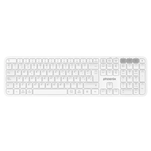 Teclado inalámbrico multidispositivo phoenix k300 blueooth dual y 2.4ghz blanco